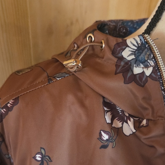 Dennis Basso Floral Brown Puffer Jacket - Picture 8 of 10